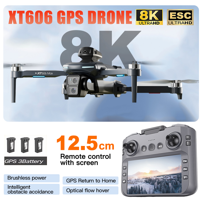 Drone Kit Long Range - XT606 MAX 3 battery Drone 4k